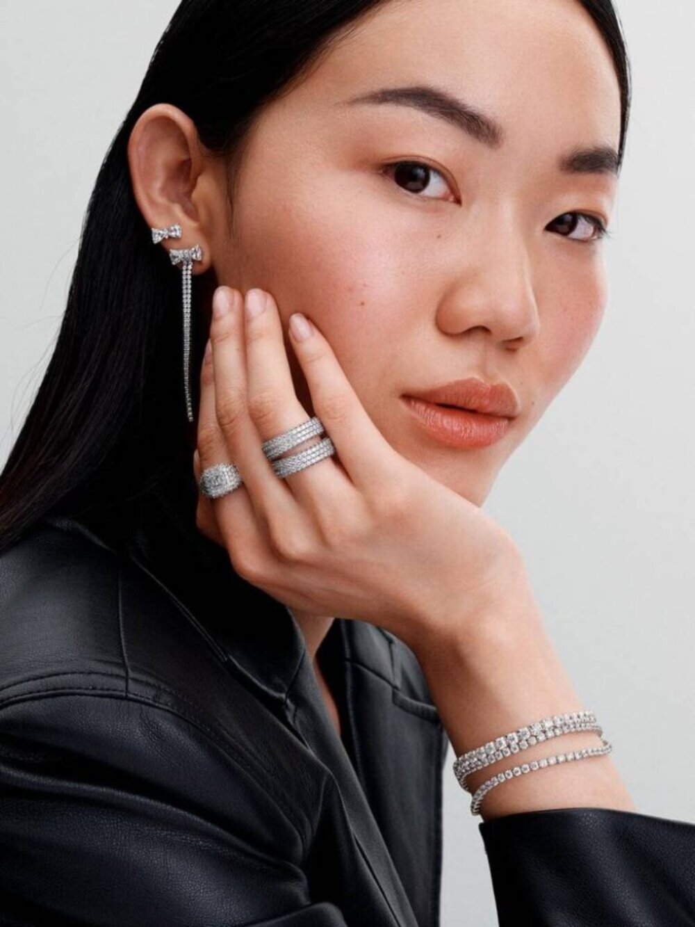 PANDORA 925 Ale Silver Pavé Square Cocktail Ring